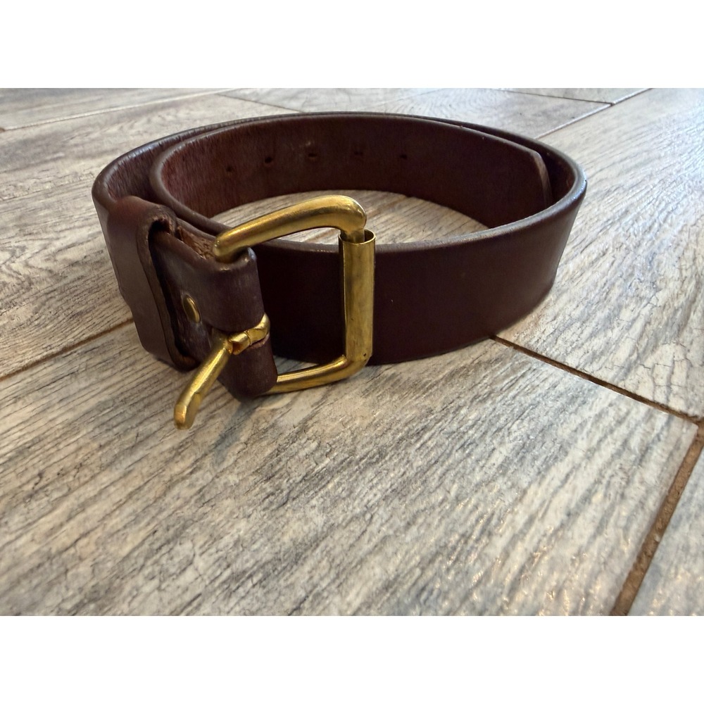 Circle Y of Yoakum Genuine Leather Belt size 30 Brown Buckle USA Mens Western